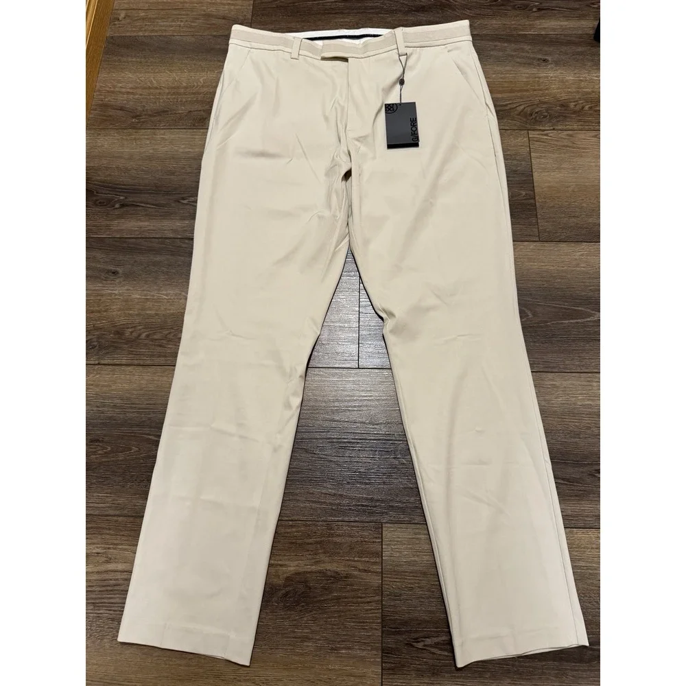 G/FORE G4 Straight Leg Cream Stone Golf Pants Men's Size 36x32 Khaki NEW NWT - Picture 2 of 9